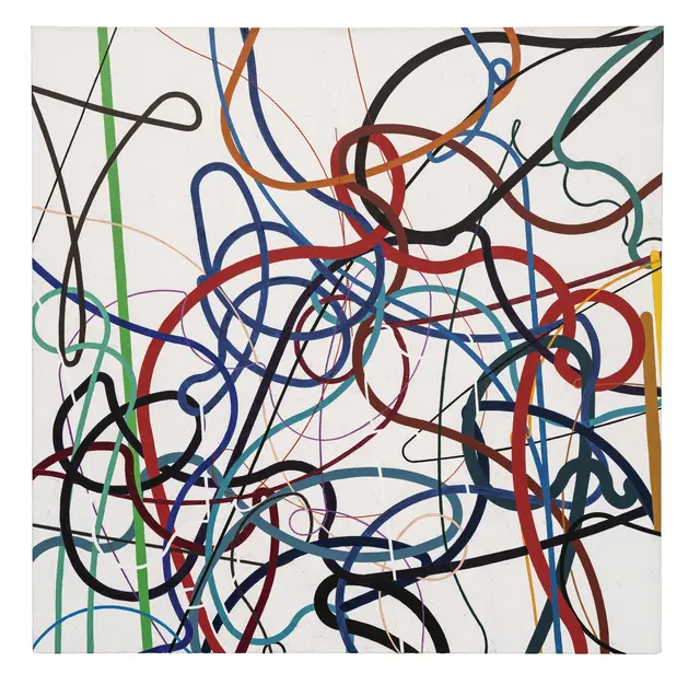 Zdeněk Sýkora (Louny, Tschechische Republik 1920–2011), Linie č. 109 (Linien Nr. 109), 1993, Öl und Acryl auf Leinwand, 100 x 100 cm, Schätzwert: 200.000 – 300.000 Euro. | Foto: Dorotheum