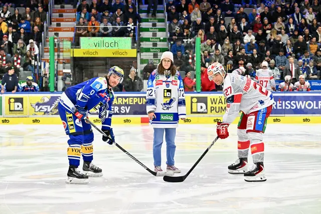 MeinBezirk.at und Magenta-Partner busycomm ermöglichten, dass Fans beim Puck Drop mit aufs Eis durften. | Foto: Bernd Stefan