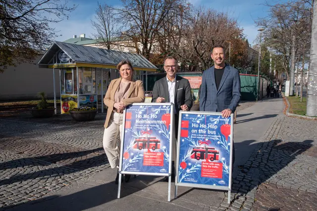 Planungsstadträtin Anna Schiester, Bürgermeister Bernhard Auinger und Reinhard Gassner von den Salzburg Linien | Foto: Stadt Salzburg/Escabosa