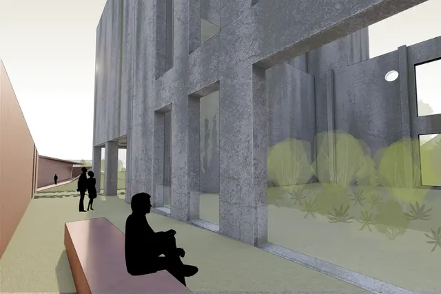 Sitzgelegenheit beim ehemaligen Schotterbrecher. | Foto: querkraft/Kieran Fraser/rococoon