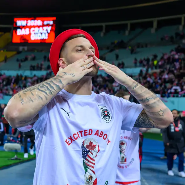 Marko Arnautović am Donnerstag nach der magischen Nacht im Happel-Stadion. | Foto: APA-Images / fotokerschi / WERNER KERSCHBAUMMAYR
