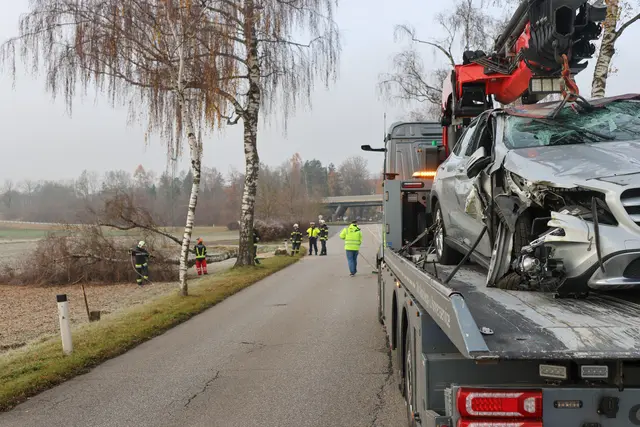 In Wels-Puchberg verliert eine Lenkerin die Kontrolle über ihren Mercedes und kracht gegen einen Baum der Birkenallee. | Foto: laumat.at