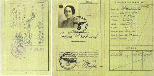 Reisepass von Josefine Raubicek mit einem von Konsul Ho in Wien ausgestellten Visum. | Foto: Yad Vashem/Righteous Among the Nations Collection