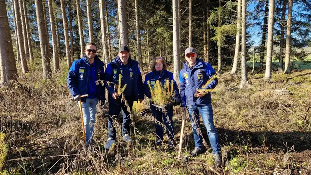 Baumpflanzaktion in Liebenau (von links): Mike Seyerl, Alex Donner, Silvia Höfer und Christian Birklbauer. | Foto: Leitner