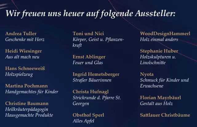 Unter anderem diese 15 Aussteller/innen garantieren für viel Qualität beim Stötthamer Advent 2025. | Foto: www.chiz.at