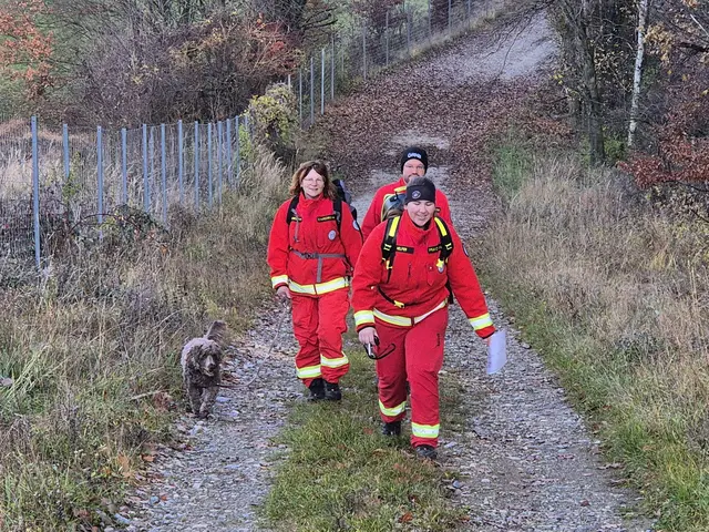Bei der Wegsuche zeigen Hund und Hundeführer perfektes Zusammenspiel. | Foto: zVg. Österreichische Rettungshundebrigade (ÖRHB)