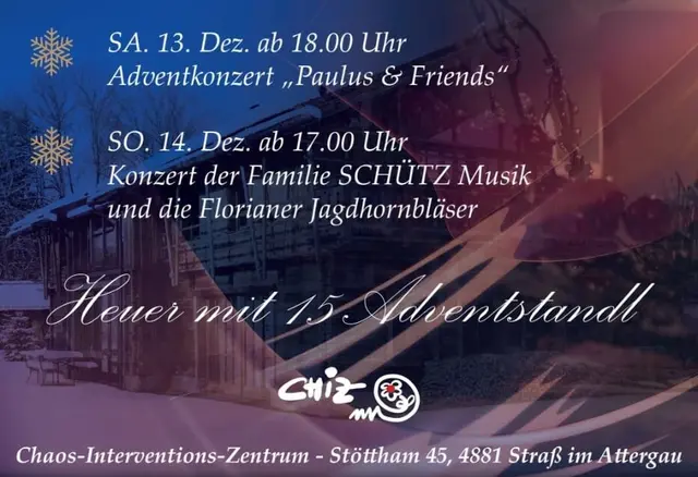 Wenig Musik aus der Dose, dafür viel Livemusik. Am Samstag ab 18 Uhr das Adventkonzert "Paulus &amp; Friends" und am Sonntag ab 17 Uhr das Konzert der Familie SCHÜTZ Musik und die Sankt Florianer Jagdhornbläser. | Foto: www.chiz.at