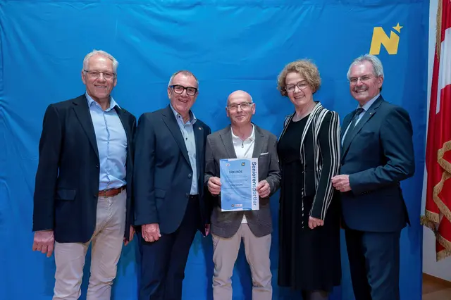 Gerhard Zadrobilek, NÖ Pensionistenverband Präsident Rupert Dworak, Franz Galuska, Senioren-Landesrätin Christiane Teschl-Hofmeister, NÖs Senioren Landesobmann Karl Wilfing | Foto: Molnar