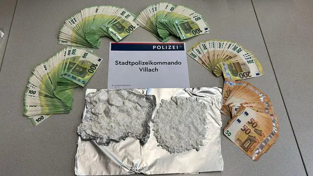 Sichergestelltes Kokain und Bargeld. | Foto: PD Kärnten