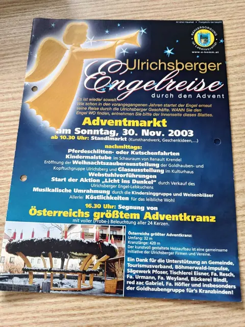 Die Einladung zur Segnung 2003. Damals war es Österreichs größter Adventkranz.  | Foto: Zimmerbauer