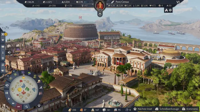 Wer die eigene Stadt zur vollständigen Größe ausbauen will, muss sein Reich unter Kontrolle haben. Waren müssen gehandelt, Allianzen geschlossen und Insel besiedelt werden. Erst dann sind Monumente wie ein Kolosseum möglich.  | Foto: Blue Byte