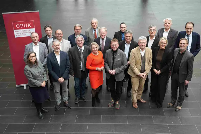Rektorinnen, Rektoren, Vertreterinnen und Vertreter der  Österreichischen Privatuniversitäten trafen sich zur 69. Generalversammlung der Österreichischen Privatuniversitäten Konferenz (ÖPUK) am Universitätscampus der Umit Tirol in Hall. | Foto: Umit Tirol/Kern