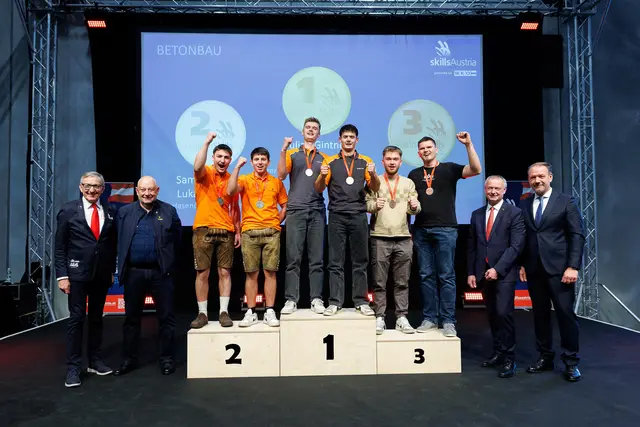 Gold im Betonbau für Julian Gintner und Michael Pomassl. | Foto: SkillsAustria/Wieser/Slovencik