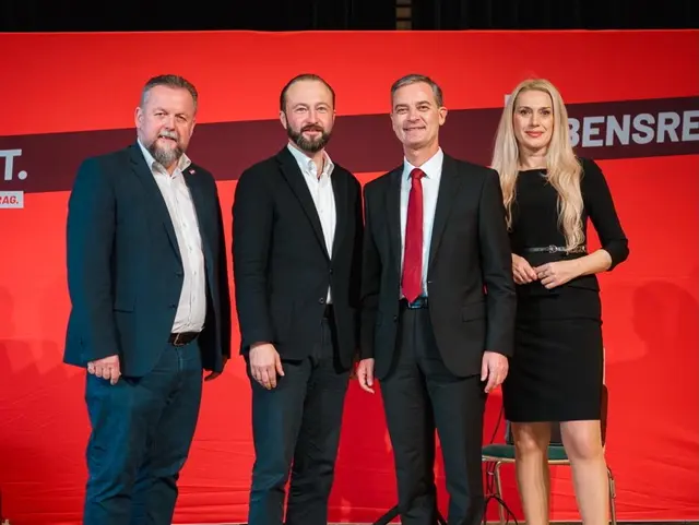 LAbg. Wolfgang Dolesch (2. v. r.) mit Amela Hirzberger, LAbg. Max Lercher (2. v. l.) und NAbg. Manfred Harrer | Foto: SPÖ Oststeiermark
