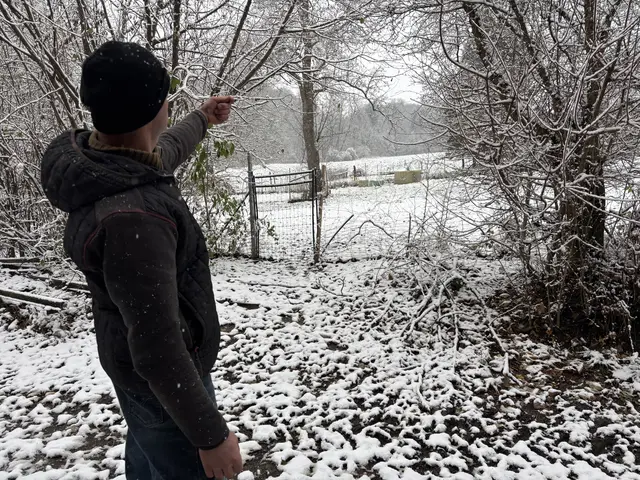 Hannes Schaup zeigt, wo die S34 bei seinem Betrieb vorbeiführen würde: Keine 200 Meter neben seinem. | Foto: Tanja Handlfinger