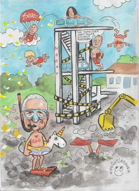 Karikatur der FPÖ zum Thema blub. | Foto: FPÖ Ternitz