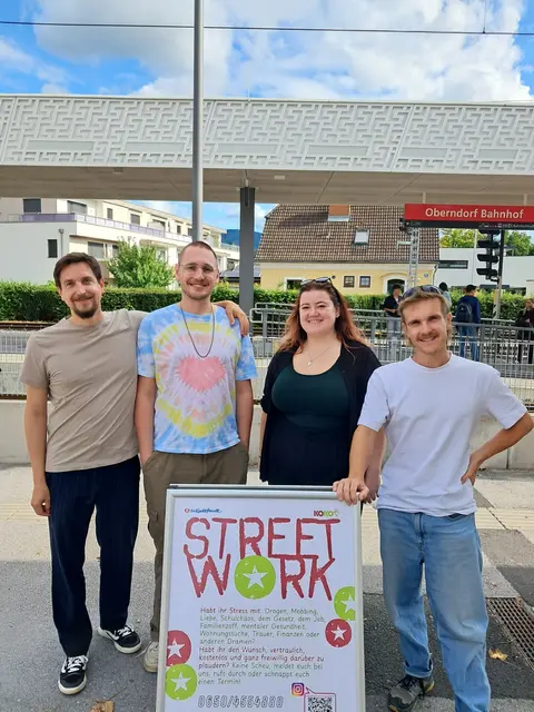 Das neue Team von Streetwork Flachgau Nord: Michael Göser, Jakob Kleber, Susanne Leitinger und Raphael Hentschel (von links). | Foto: Streetwork Flachgau Nord