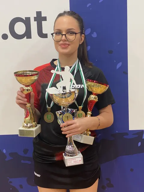 Anastasia-Dorotheea Alexandru gewann den Damenbewerb, das Damendoppel mit Juliana Sarofem und das Mixed mit Stefan Hufnagl. | Foto: ESV-Tischtennis Bruck/Mur