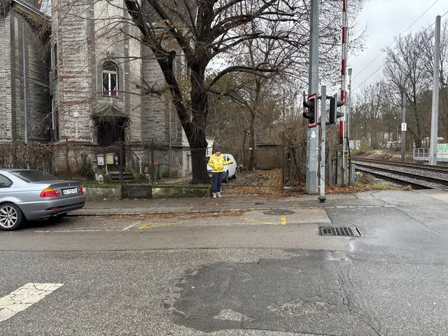 Fünf Meter der Grundstücksbreite inklusive der Einfahrt, vor der Johanna Kniely steht, würden für den neuen Radweg enteignet werden. | Foto: Mathias Kautzky/MeinBezirk