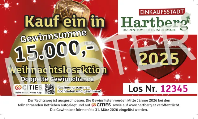 Ab 28. November gibt es in der Einkaufsstadt Hartberg wieder die beliebten Weihnachtslose. | Foto: KK