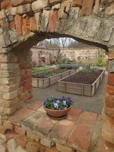 Durchblick in eben diesen in Schloss Hof. Das meiste ist in HerbstWinterpause, aber ein paar Pflanzen sind noch zu bewundern. 