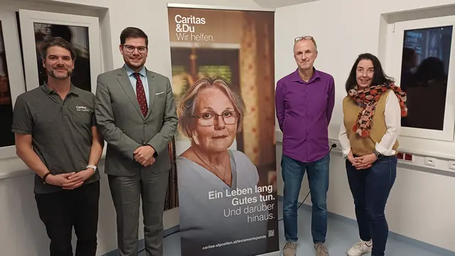 Lukas M. Polster, Dr. Volker Engelmann, Marco Brunner, Beate Stinauer (v.l.). | Foto: Caritas Werkstatt Zwettl