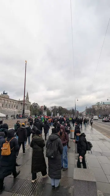 Bereits vor der Taxifahrer-Demo versammelten sich Angehörige der Sozial-, Bildungs- und Gesundheitsberufe vor dem Parlament. | Foto: Lukas Ipirotis/MeinBezirk