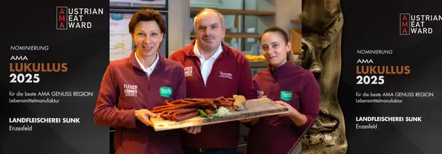 Christina und Robert Sunk erreichten den zweiten Platz  beim AMA Lukullus in der Kategorie „bestes Fleischer Fachgeschäft des Landes“ | Foto: Robert Sunk
