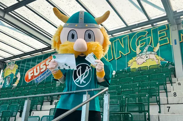 Maskottchen Siegfried wartet schon auf die Zeichnungen. | Foto: SV Ried