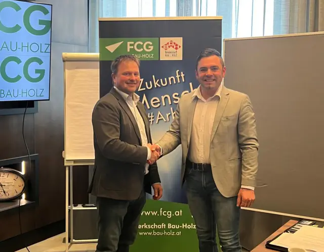FCG-Bau Holz: v.l.n.re: FCG-GBH Bundesgeschäftsführer Vzbgm. KR Franz Lumetsberger, FCG-GBH Bundesvorsitzender Hannes Zanner | Foto: FCG-Bau Holz Lumetsberger 