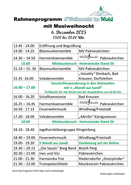 Musik-Programm Weihnocht im Woid.  | Foto: Zinterhof