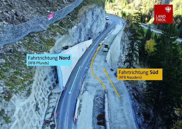 Ab 20. Dezember bis voraussichtlich 12. Jänner führt der Verkehr zweispurig über die Baustelle. | Foto: Land Tirol