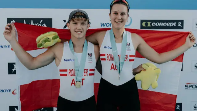 Goldmedaillengewinner im Küstenrudern: Nikolas Roidmayer aus Salzburg und Caroline Schwendinger aus Pregarten. | Foto: ÖRV