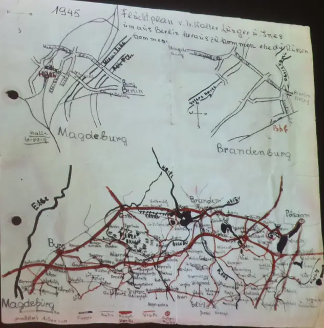 Fluchtplan der Lungers aus Berlin nach Tirol 1945. | Foto: Tatschl