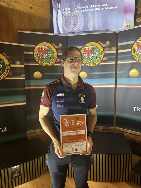 David Lechleitner war bester 9-Ball Spieler der Tiroler Liga. | Foto: Lucas Huter