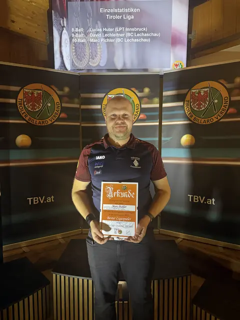 Marc Pichler war bester 10-Ball Spieler der Tiroler Liga. | Foto: Lucas Huter