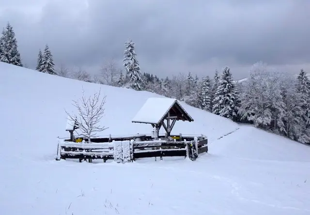 Der Mostbrunnen auf dem Diensbergsattel bleibt heute unberührt.