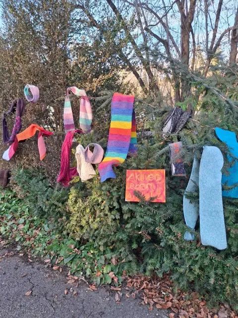 Schals und Hauben vom Verein "Aktiver leben" können in der Umgebung des Platzes der Menschenrechte im Stadtpark ab 9. Dezember von Menschen in Not mitgenommen werden. | Foto: Maurer
