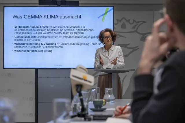 Barbara Hammerl bei der Präsentation von „Gemma Klima“ im Grazer Rathaus.   | Foto: Böttger/FH JOANNEUM