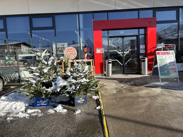Am Behindertenparkplatz beim Spar in Götzens stehen seit Kurzem Christbäume, statt Autos.  | Foto: AMG