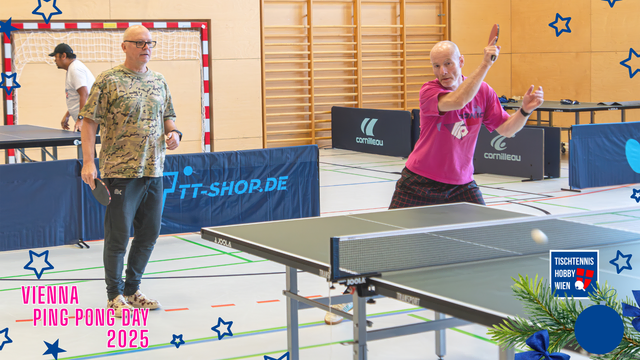 Tischtennis-Dynamik pur - jeder Ballwechsel wurde mit voller Energie gespielt. | Foto: R.Lendl im Auftrag von Tischtennis Hobby Wien