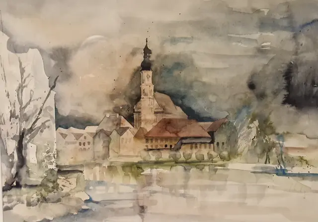 Das Aquarell "Schärding" von Elisabeth MIrsch | Foto: Mirsch