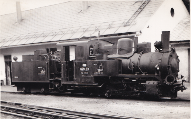Ende der 1950er Jahre wartet die ÖBB 699.03 in Tischlerhäusl auf ihre nächsten Einsätze | Foto: Sammlung Imre Karacsonyi