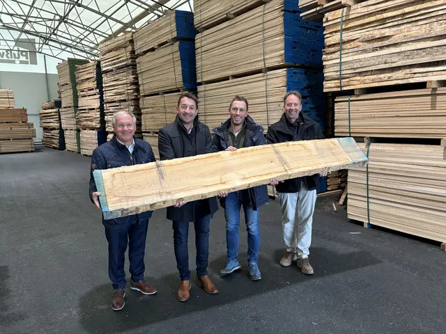 Das Thema Holz im Visier: Vulkanland-Obmann Josef Ober, Sinabelkirchens Gemeindechef Emanuel Pfeifer, Rainer Pußwald und Regionalentwickler Christian Krotscheck (v. l.)  | Foto: MeinBezirk/Markus Kopcsandi 