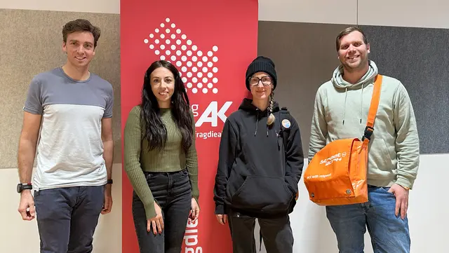 Martin Mahringer (Arbeiterkammer Oberösterreich), Katharina Mittermüller (Institut für Suchtprävention / pro mente OÖ), Lisi Möseneder und Dominik Müller (beide Verein ISI Streetwork). | Foto: Petra Humer / AK OÖ