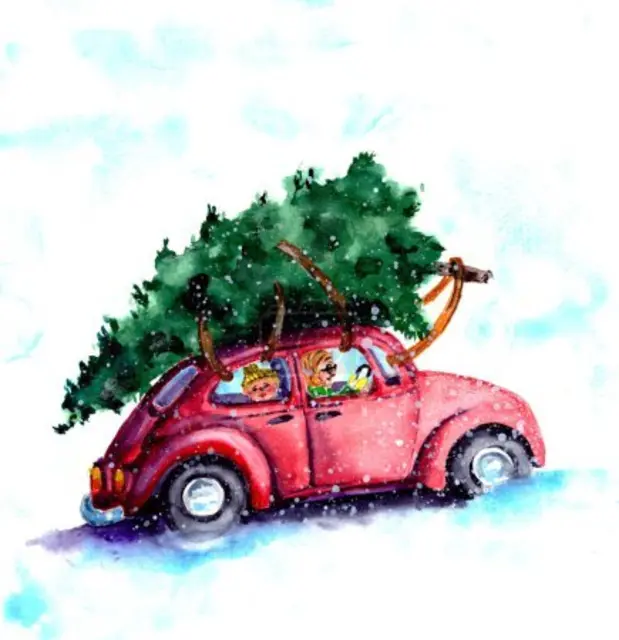 Anders als auf vielen Weihnachtskarten abgebildet, sollte die Spitze des Baumes am Autodach immer nach hinten zeigen. (Symbolbild) | Foto: pixabay