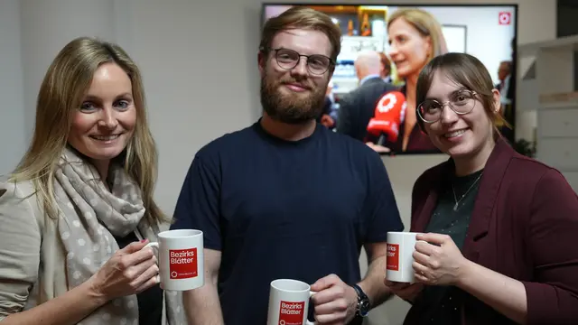 Die drei MeinBezirk.Salzburg-Redakteure Lisa, Simon und Carmen.  | Foto: Sabrina Moriggl