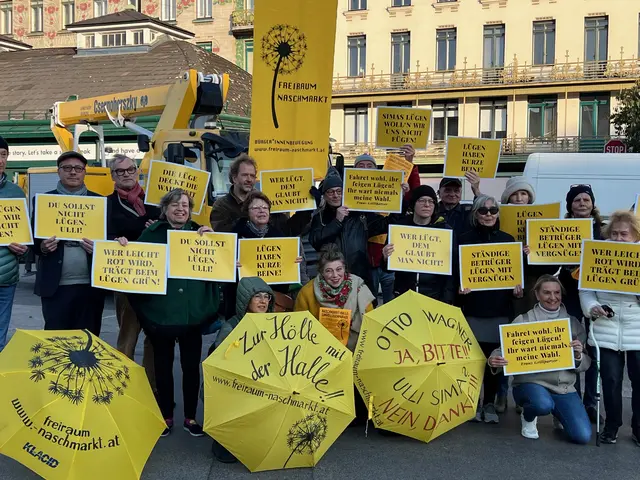 Rund 30 Mitglieder der Bürgerinitiative fanden sich zusammen, um gegen die Herangehensweise für den Planungsprozess der Umgestaltung des Naschmarkt Parkplatzes zu protestieren. (Archiv) | Foto: Freiraum Naschmarkt