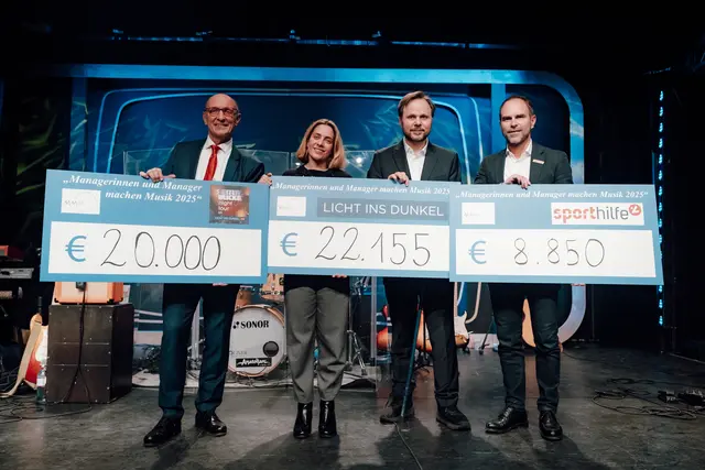 (v.l.n.r.) Initiator Thomas Zanyath, Lisa Zuckerstätter von ORF Licht ins Dunkel, Mario Thaler, Geschäftsführer von Licht ins Dunkel und Gernot Uhlir der Sporthilfe.  | Foto: Philipp Sassmann