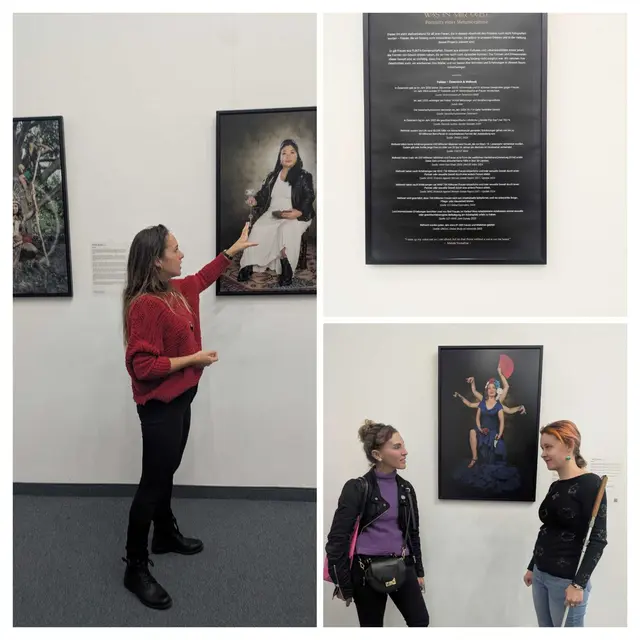 Evelyn Lynam Ruiz bei ihrer Ausstellung "Was in mir lebt", Xenia Zeiler mit Tatjana Christelbauer auf Besuch | Foto: Tatjana Christelbauer